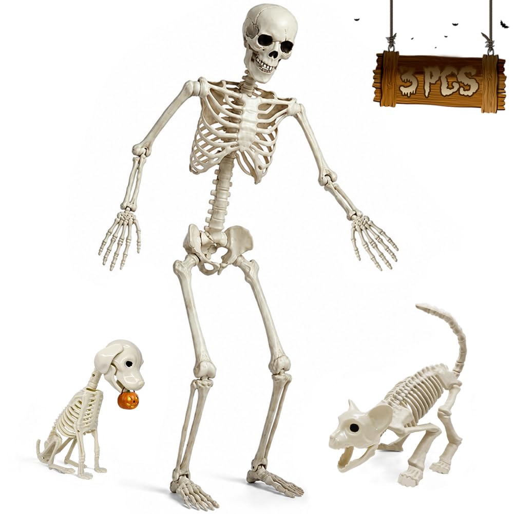 Photo 1 of UMEELR Life Size Skeleton with Cat Dog, 5.4ft Halloween Decor