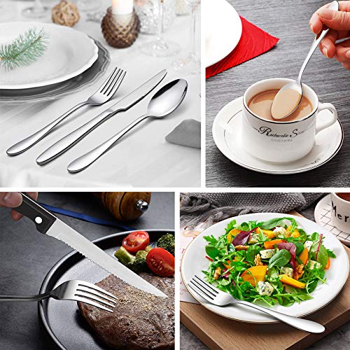 Lianyu 53 Piece Silverware Set, Include 48 Eating Silverware Set,5 Pieces Serving Utensils, Dishwasher Safe #TOP3