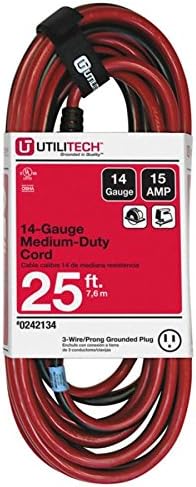 Utilitech 25-ft 15-Amp 120-Volt 1-Outlet 14-Gauge Red/Black Outdoor Extension Cord