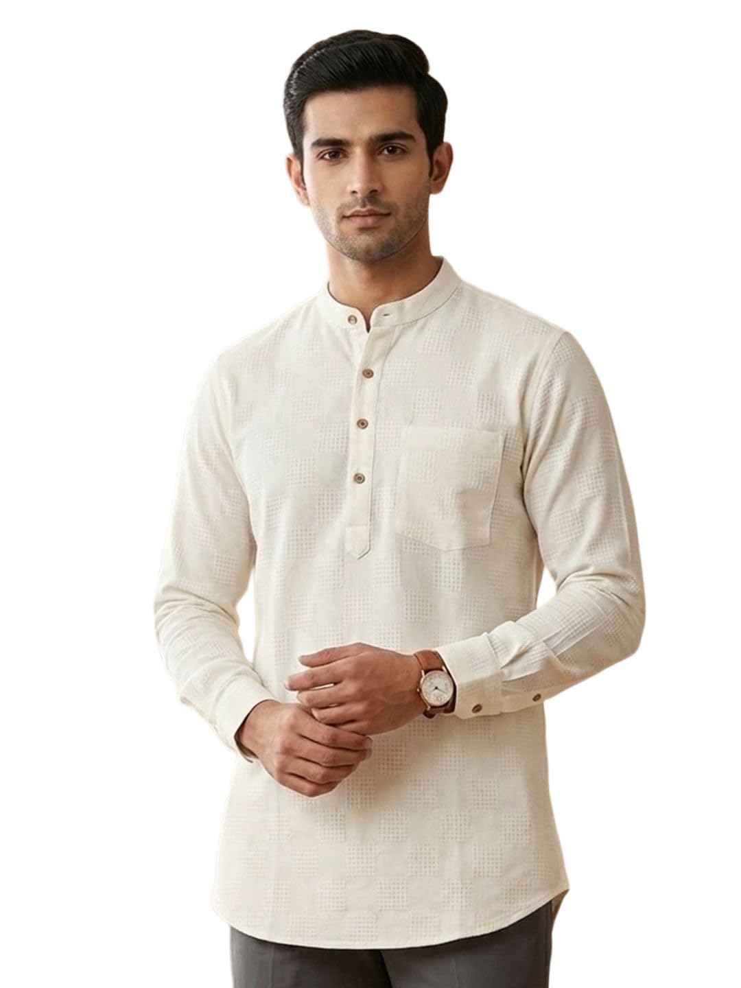 the soul patrol Men’s Pure Cotton Full Sleeve Straight Long Kurta with Mandarin Collar, Side Pocket and Patch Pocket | Regular Fit Ethnic Wear for Daily & Festive Occasions-picture-35