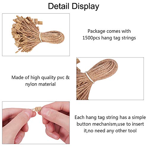 PH PandaHall 1200pcs Hang Tag Fasteners Canapa