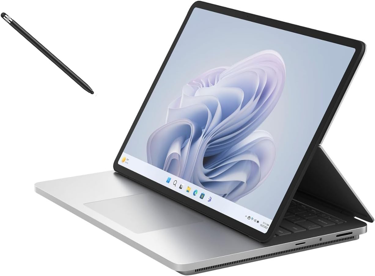 Microsoft Surface Laptop Studio 2, 14.4"" 2400 x 1600 Touchscreen Display, Intel Core I7-13700H, GeForce RTX 4050, 16GB RAM 512GB SSD, Windows 11 Home, Platinum, with MTC Stylus Pen, Silver