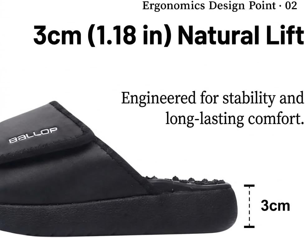 BALLOP Bedking Acupressure Slide Sandals for Men - Foot Massage Slipper with Asymmetric Reflexology Points & Arch Support for Pain Relief and All-Day Comfort -SIZE WOMEN 9.0 / MEN 9.0