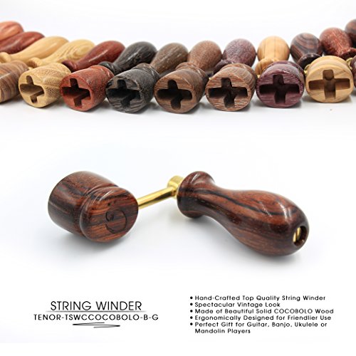 "COCOBOLO" Handcrafted Wooden Guitar String Winder by Tenor. Designed For Classical, Flamenco, Acoustic, Electric Guitars and Ukuleles. Made Of Solid Handpicked COCOBOLO Wood. Beautiful Vintage Look.