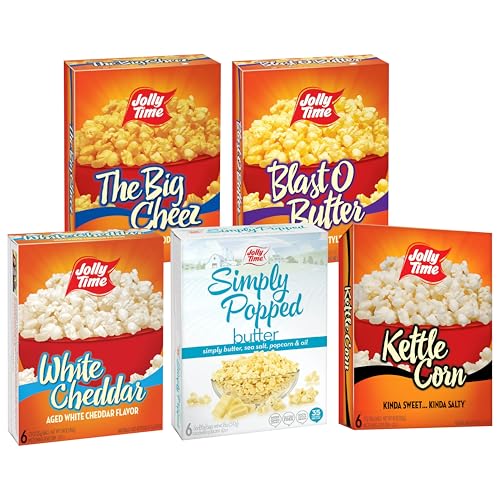 Jolly Time Microwave Popcorn Variety Pack, 6 Sharing Size Bags Per Carton, Blast...