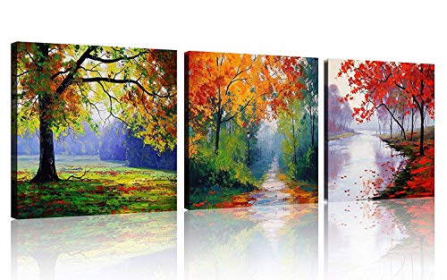 Tutubeer 4 Season Wall Art For Home Decor Four Season Tree Wall Art 4 Seasons Tree Art Four Season Picture Ptint On Canvas Colorful Tree Canvas Wall Art Stretched And Framed, Each 12X12Inch, 3Pcs/Set #TOP30