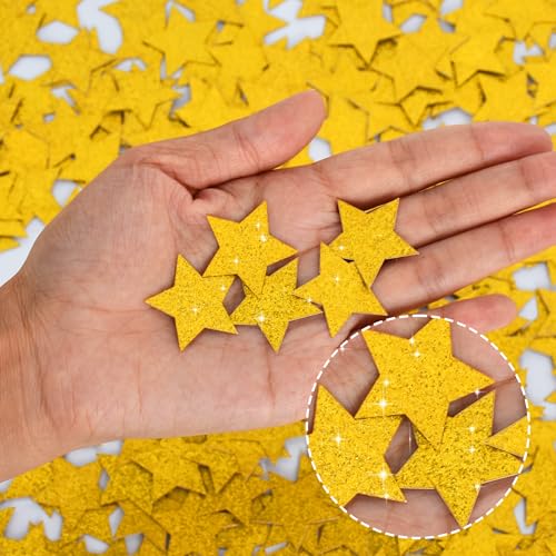 Image of 300Pcs Glitter Gold Stars Confetti，Shiny Paper Table Confetti for Birthday Halloween Bachelorette Wedding Baby Shower Graduation Party Decorations Supplies