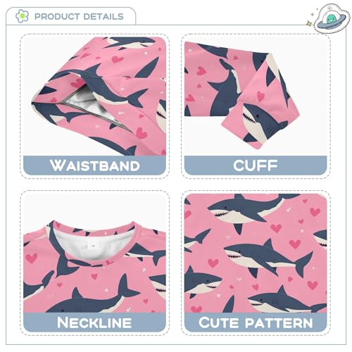 JUNZAN Valentine's Cartoon Shark Fish Pink Little Boys Pullover Hoodie Fleece Kids Hoodies Boys Party 4T3
