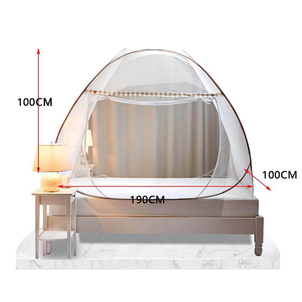 Moustiquaire de Lit Pliable Pop Up Grand Moustiquaire Tente en Forme de Dôme Porte Simple Camping Mosquito Rideau Facile à Installer pour Chambre à Coucher