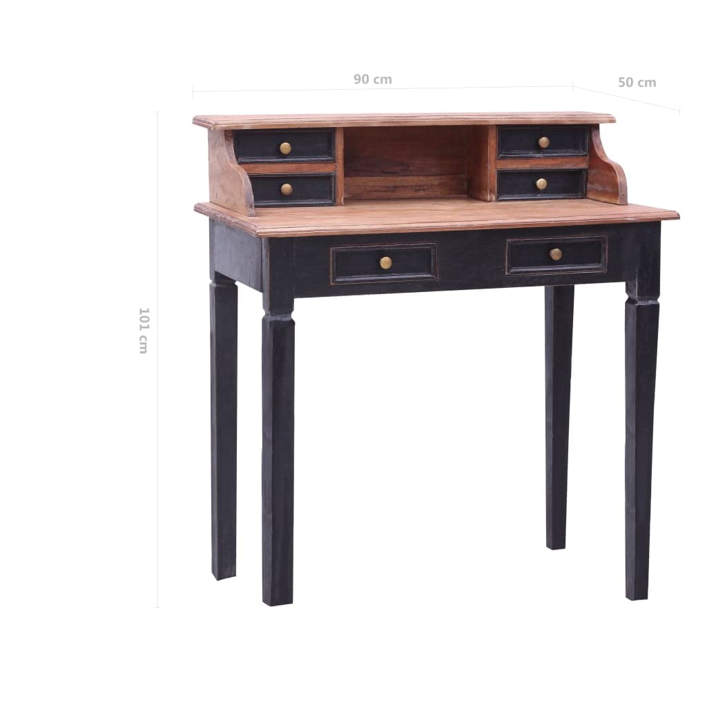 vidaXL Escritorio con Cajones, Mesa para Ordenador, Escritorio de Secretaria, Mueble para Oficina Despacho Estudio, Madera Maciza de Caoba