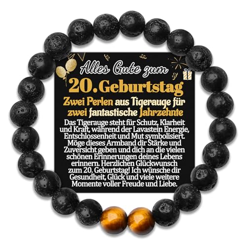 20 Geburtstag Männer Armband Geschenk für den 20. Geburtstag Geschenke zum 20er Geburtstagsgeschenke Zwanzig Jahre Jährige Armbänder Sohn Enkel Neffe Patensohn Bruder Mann Schmuck Geburtstagskarte