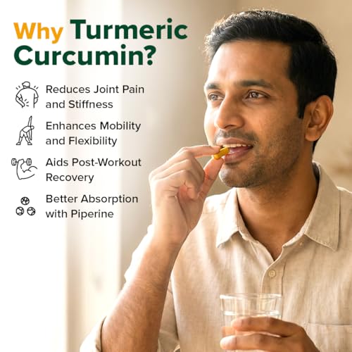 Image of VAHDAM Turmeric Curcumin for Joint Support | 60 Capsules | Piperine & 95% Curcuminoids | Anti Inflammatory Supplement