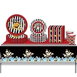WILDPARTY 86PCS Pirate Plates Napkins Cups Party Supplies Set with Table Cover Pirate Themed Party...