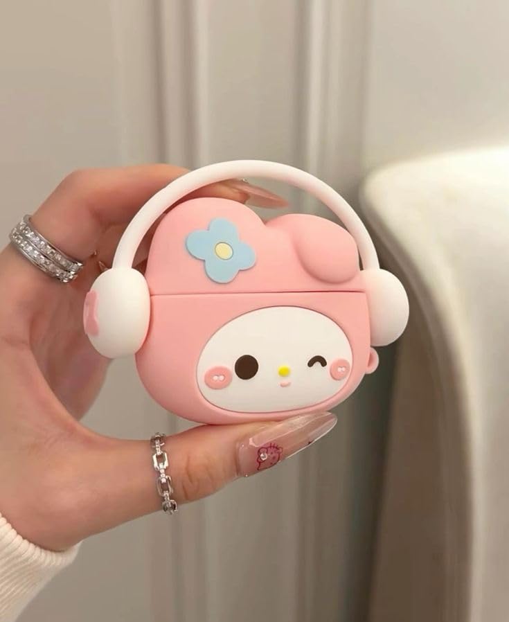 Meyaar Silicone Case for Apple Airpods 4 (2024) Cute Design for AirPods 4 with Active Noise Cancellation (ANC) with Keychain Shockproof Protective Case (Kitty (Peach))