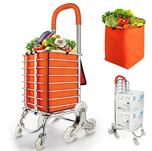 Faltbarer Trolley, zusammenklappbarer Einkaufswagen, Treppensteigender Lebensmittel-Wäsche-Dienstwagen mit Rollenden Schwenkrädern, Lagern und abnehmbarer Segeltuchtasche - 30 kg / 66 Pfund Kapazität Cover