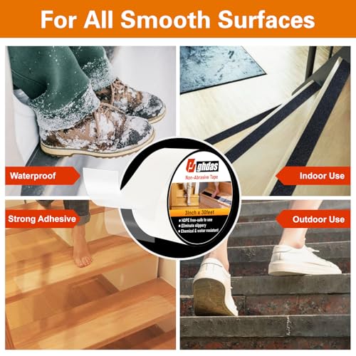 Image of Non-Abrasive Grip Tape Roll, 3In x 30ft, Customizable Sliding Duty Tape, Portable Multi-Purpose Grip Tape, Tear, Peel & Slip, for Gadgets and Gear From Slipping, Sliding Or Shifting More (Clear)
