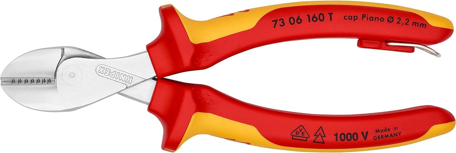 KNIPEX X-Cut Tronchese laterale compatto in blister cromata, 73 06 160 T BK | isolante con manici rivestiti in materiali bicomponente, collaudati VDE;