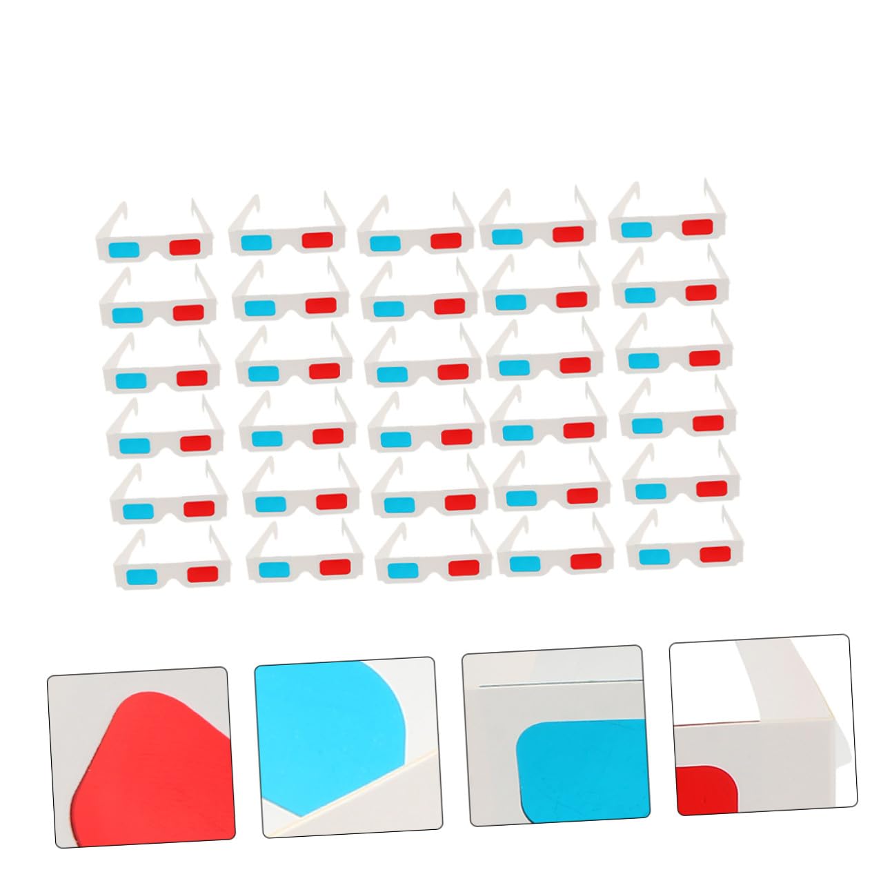 Occhiali per Leggeri e Portatili e Esperienza Visiva Spettacolare 3d in Cartone Bianco Anaglifici 30 Pezzi Cinema Video