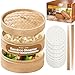 2-Tier 10-inch Bamboo Steamer Basket with Lid|3x Pc Dumpling steamer|2x Chopsticks|50x Perforated Liners| Easy to clean bamboo Steamer Baskets for Cooking Rice & Vegetable