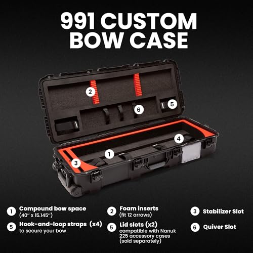NANUK 991 Compound Bow Case – Waterproof Archery Bow Hard Case with Foam Inserts & Straps, 47.75” x 20.13” x 9.5” – Lockable, Dustproof, Crushproof, Impact-Resistant & Rugged, Made in Canada – Black by NANUK - Used condition - Image 2