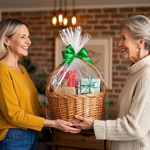 Image of Morepack Large Shrink Wrap Bags for Gift Baskets 30x30 inches 20 Pcs