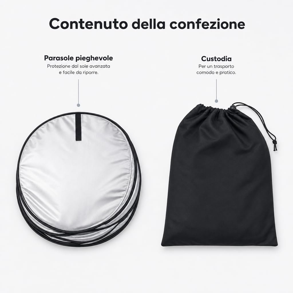 PRISMAL Parasole Auto Parabrezza Interno - Protezione UV e Anti Calore - Tendina Parasole Pieghevole Universale - Copri Parabrezza Riflettente Senza Ventose (145x80 cm)