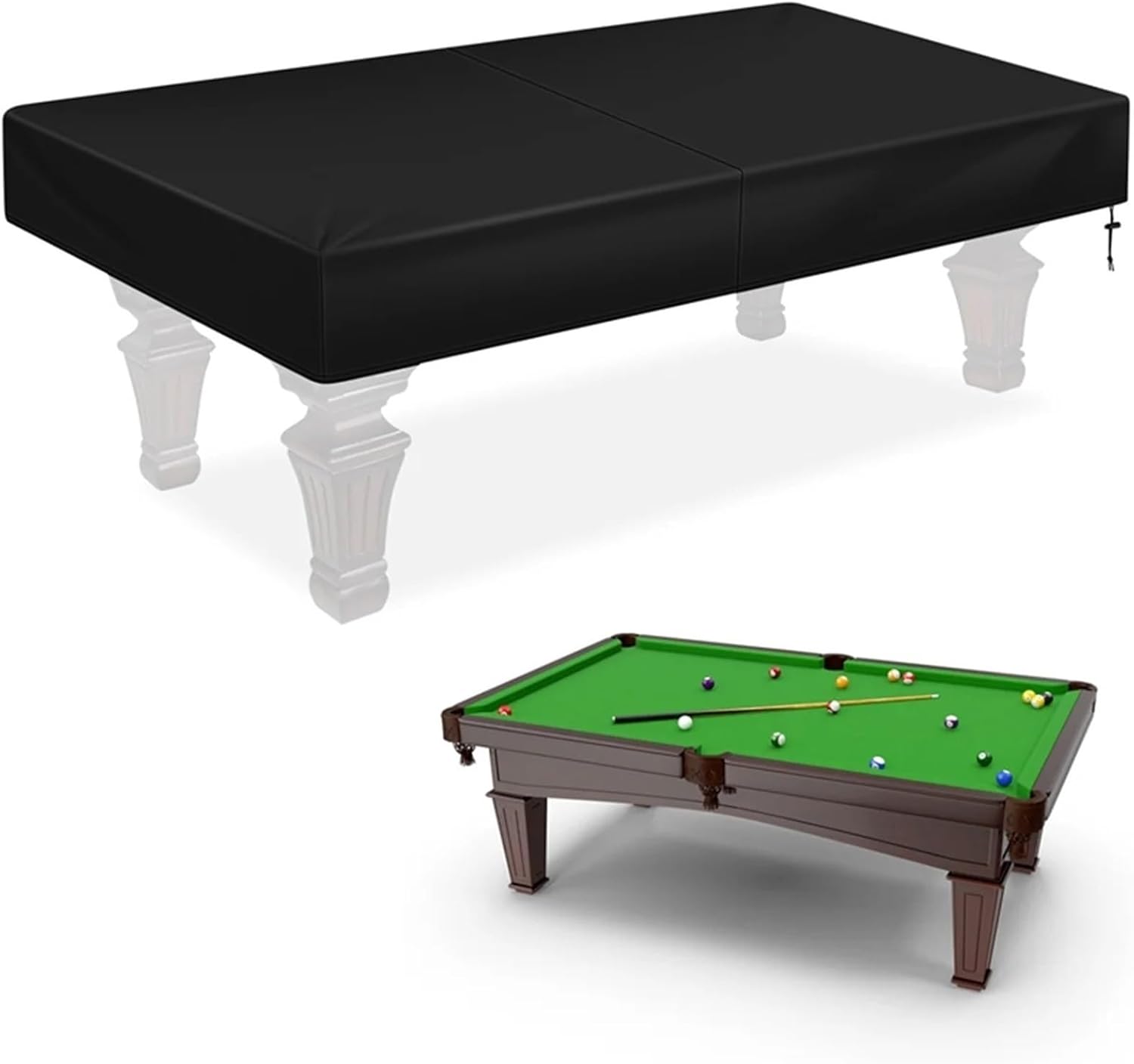 Pool Table Cover 8Ft Billiard Pool Table Cover with Drawstring Waterproof Table Cover for Rectangle Table, Black