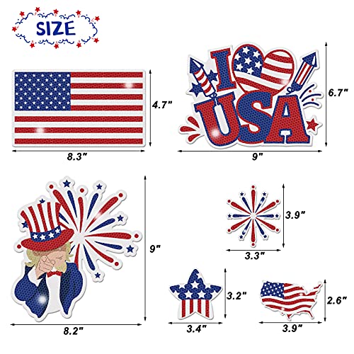 15 Packs 4Th Of July Reflective Magnets Car Decorations Patriotic American Independence Day Fridge Magnets Stars And Stripes Refrigerator Stickers Usa Firecrackers Fireworks Mailbox Cover Decor #TOP1
