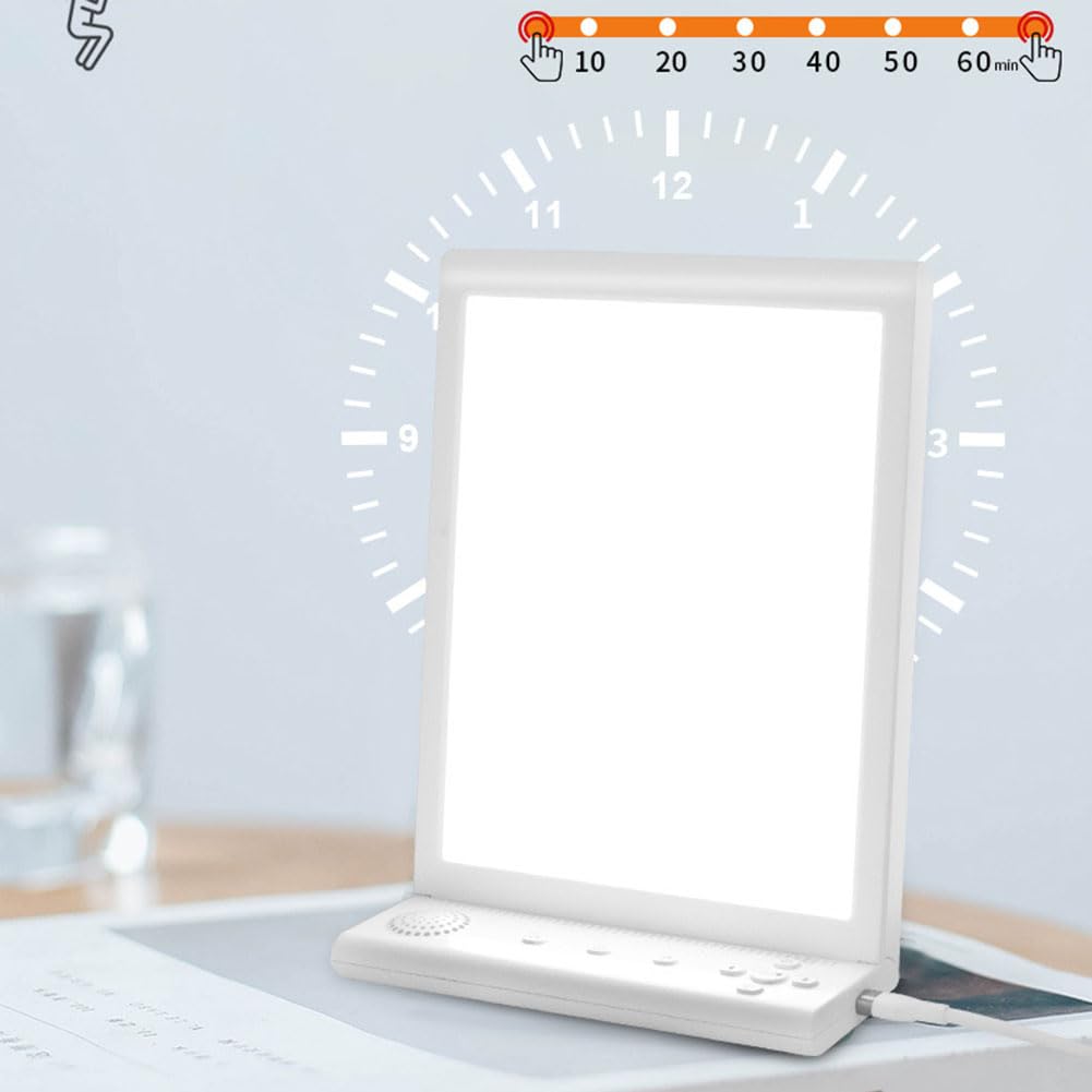 Tageslichtlampe mit 10 Weißes Rauschen LED Lichttherapielampe 20000 Lux Daylight Lampe Touch Control und Verstellbarer Sonnenlicht Lampe 3 Farbtemperaturen 6 Timer Tageslichtleuchte Simulation