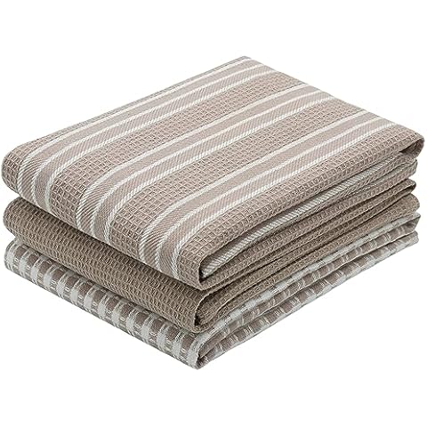 Mia'sDream Cotton Waffle Weave Kitchen Towels | Soft & Absorbent Dish Towels Tea Towel | Quick Drying Hand Towels for Kitchen | 13" x 28" 3 Pack (Brown Set) Cover