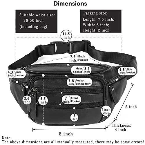 OrrinSports Black Leather Fanny Pack