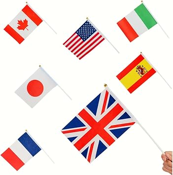 World Flags Stick Set 52 Country Flags - International Decorations for Parties, UN Small Country Flags