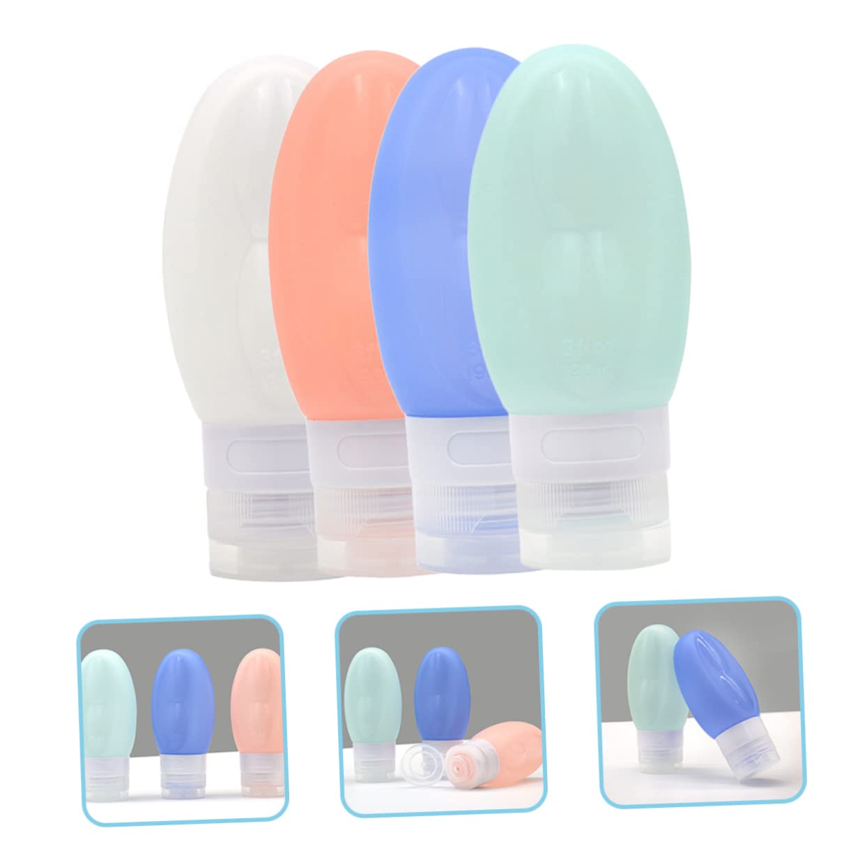 2 Set Bottiglie Viaggio Silicone Contenitori Squeezabili E Impermeabili Per Shampoo E Lozioni Per Cosmetici E Toiletries Viaggio Rosa Bianco 4 Pezzi*2