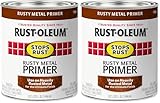 Rust-Oleum 7769502 Protective Enamel Paint Stops Rust, 1 Quarts (Pack of 2), Flat Rusty Metal Primer