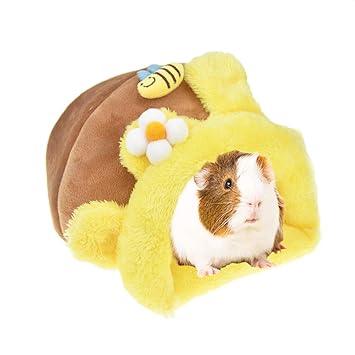 MUYAOPET Rabbit Guinea Pig Hedgehog Snuggle Sack Fleece Bed for Cage Small Animal Hamster Chinchilla Bed House for Squirrel Rat (L, Yellow Bee)