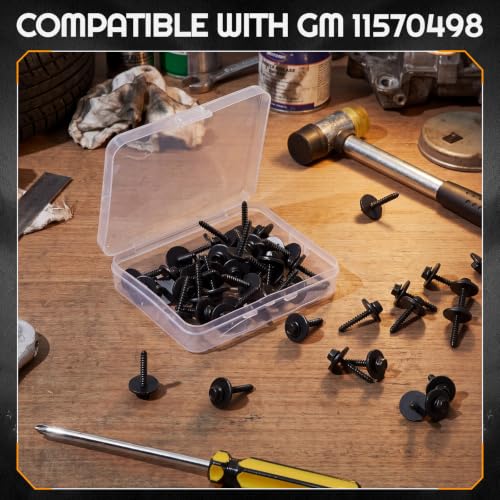 Image of 50 Pcs Fender Liner Screws, Splash Shield Screws, Bumper Cover Bolts Compatible with Gm 11570498, Fasteners with Storage Box for Automotive Replacement Hardware Vehicle Repair