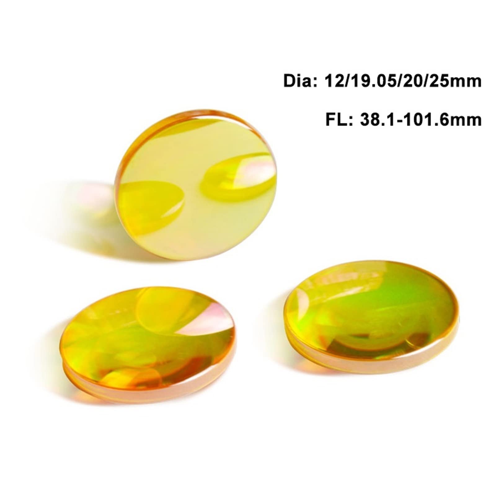 USA CVD ZnSe 19.05mm Dia CO2 Laser Focusing Lens 38.1, 50.8, 63.5, 76, 101mm for Laser Cutting Machine(18mm,50.8MM_2.2MM)