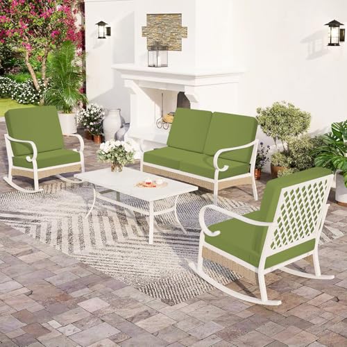 Image of Deep Seat Patio Cushions Set, 24x24 Inch Waterproof & Fade Resistant Outdoor Chair Cushions, Thick Padded Replacement Sofa Cushions for Garden Yard Furniture