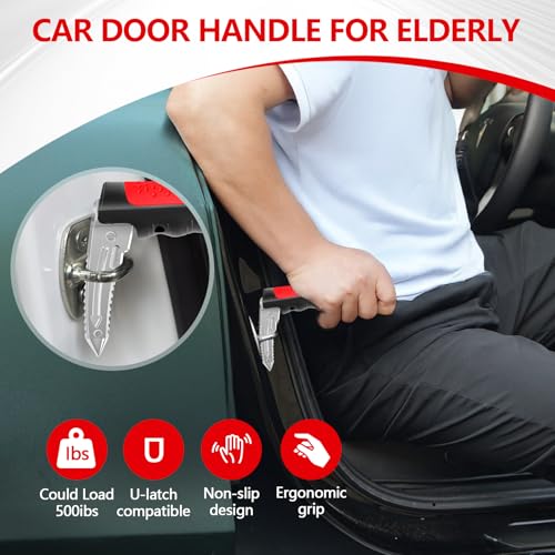 Image of Kaiedos Car Door Handle for Elderly, 3-in-1 Car Handle Assist for Seniors, Portable Auto Cane Vehicle Support Handle, 500 lbs Capacity, Non-Slip Door Assist Bar