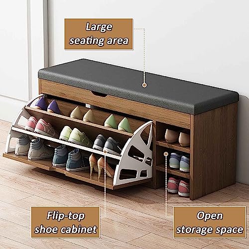Banc à chaussures de couloir avec siège et tiroir rabattable - 5