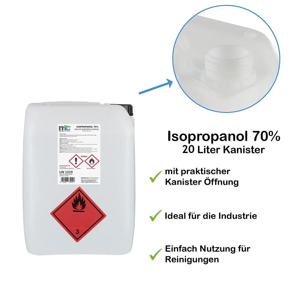 Medicalcorner24 Isopropanol 70% isopropylalkohol 20 litros Bidón