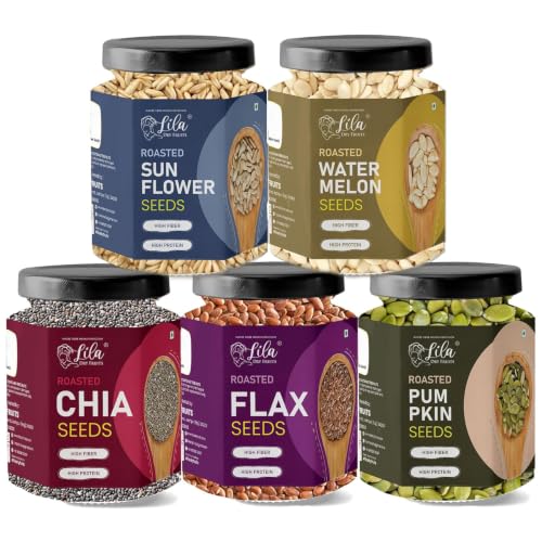 Image of LILA DRY FRUITS Roasted Seed Chia Flax Pumpkin Sunflower Watermelon 200g x5