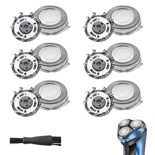 6 Pcs Têtes de Rasoir Compatibles avec Philips SH50/30 Série 3000 5000 AquaTouch AT8xx AT7xx PT7xx Remplacement Lames de Rasage avec Brosse de Nettoyage,...