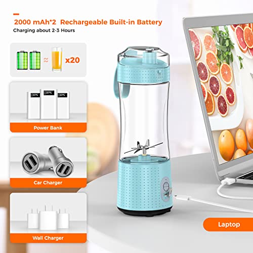 Personal Size Blender Smoothies And Shakes, Aoozi Portable Blenders, Mini Blender Usb Rechargeable, Handheld Blender Sports,Travel And Home (Skyblue) #TOP7