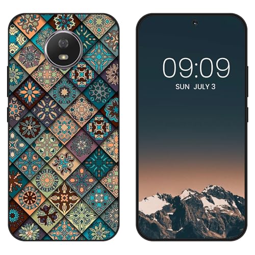 WUACYEAMING Funda Bonita para Motorola Moto G5S,Carcasa con Aesthetic Lindo Dibujos,Ultrafina Suave TPU Antigolpes Case Divertidas Diseño Negro-Marco de Madera a Cuadros