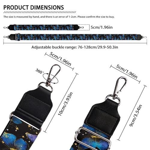 Image of Talayituse Butterfly Star Print Shoulder Strap Wide Purse Bag Strap Adjustable Replacement Belt Luggage Crossbody Shoulder Bag Strap for Women Girls