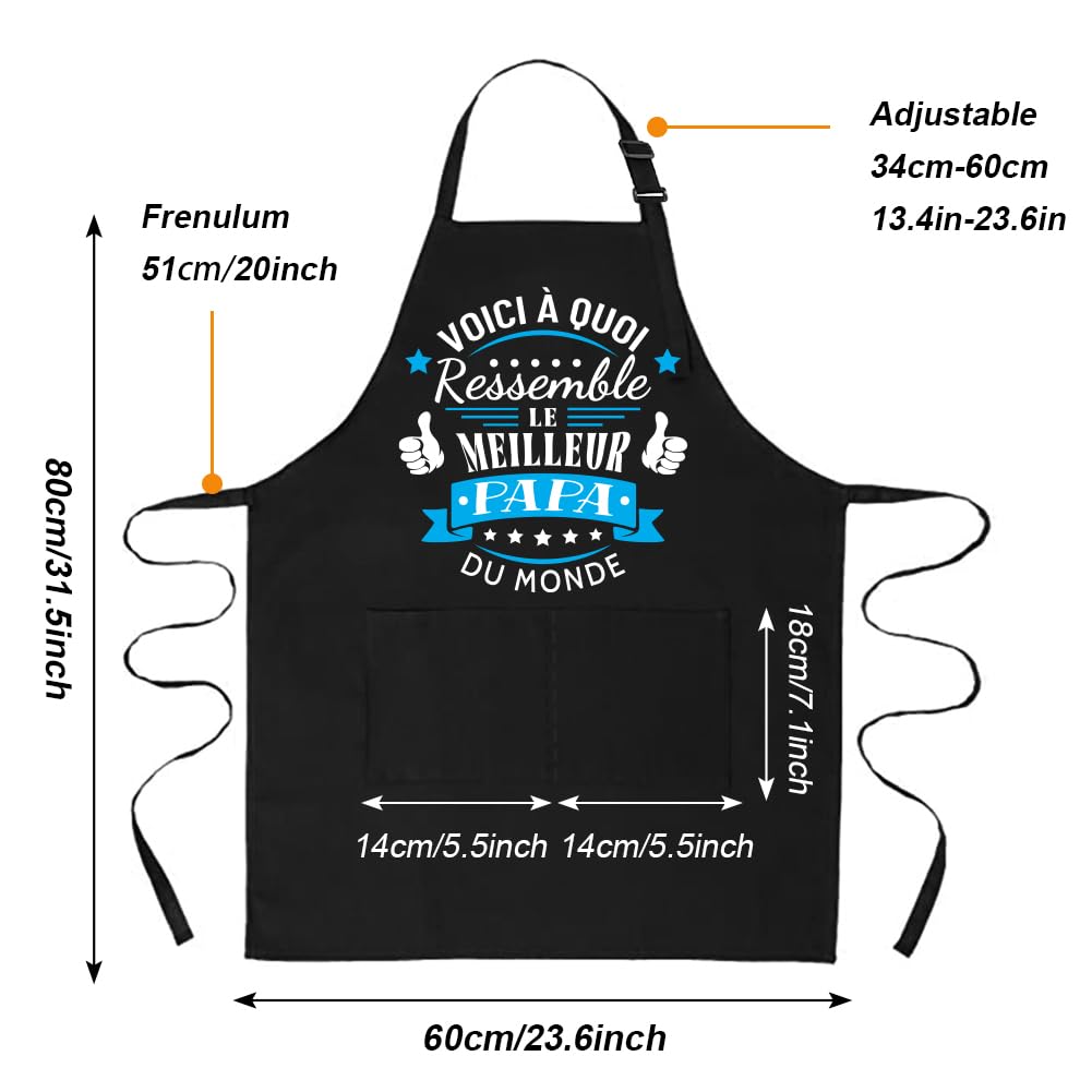 Yontree Tablier pour Fête des Pères, adapté pour la Fête des Pères, anniversaires et soirées barbecue ; tissu en coton, tablier de barbecue ou de cuisine conçu spécialement pour homme