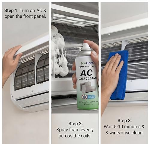 Image of EcoCare Air Conditioner Cleaning Foam Spray For Split & Window AC-500ml |No Rinse Foaming Coil Cleaner For AC Evaporator & Condenser Coil |Removes Dust Mold & Odor | Fresh Cooling (500 ml (Pack of 1))