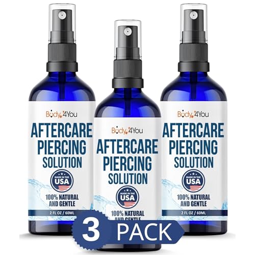 BodyJ4You Piercing Aftercare Spray - Saline Solution for Piercings Wound Wash Sterile Saline - Keloid Bump Removal Ear Nose Septum Belly Button Cartilage - Sea Salt Earring Cleaner 2 Fl Oz (Pack of 3)