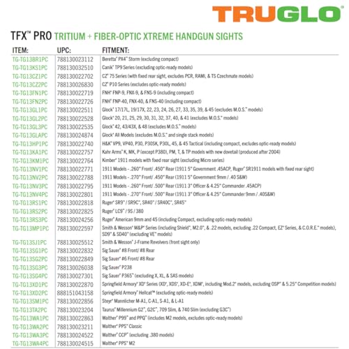 Image of Truglo TFX PRO Handgun Sight, Glowing Shock Proof Tritium and Fiber Optic Night Sight for Handguns, Compact, Durable, and Snag Free Sight